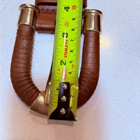 ANTONIO MELANI Brown and Gold Leather “Thick” Belt - Picture 12 of 14